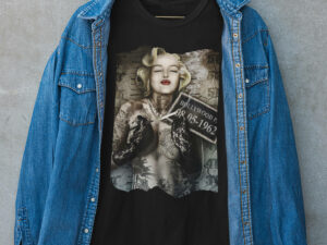 Marilyn Monroe badass tattoo fan art women's fitted cotton tee shirt